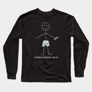 Funny Mens Harmonica design Long Sleeve T-Shirt